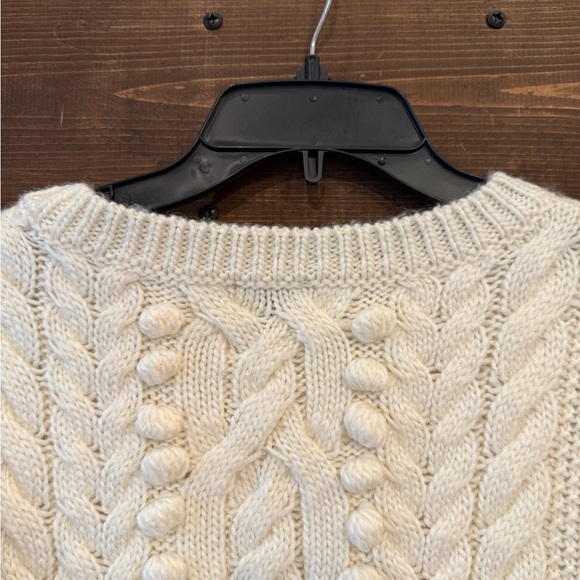 Talbots Womens S Ivory Wool Blend Sweater Cable Knit Baubles Cozy Warm EUC - Picture 8 of 10